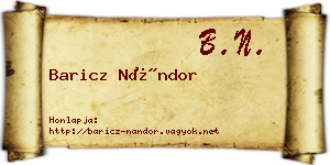 Baricz Nándor névjegykártya