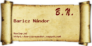 Baricz Nándor névjegykártya